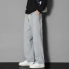 2023 autumn trend 9-inch pants: Loose solid color men's casual pants, sportswear pants, plus-size long pants with fleece, ins Hong Kong style Application Scenario